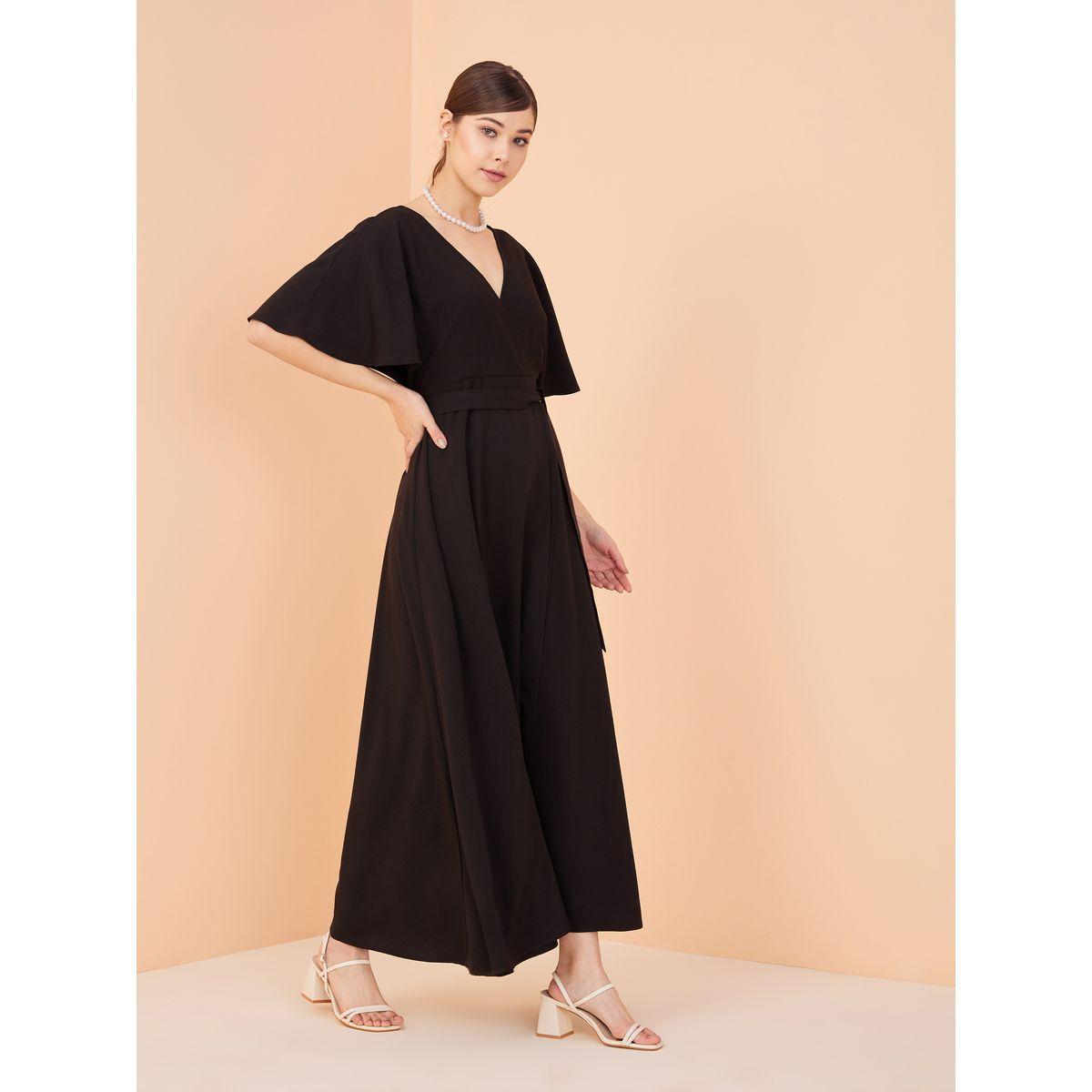 Femmella X Styli  V Neck Wrap Front Maxi Dress-women-clothing-dresses-image-2