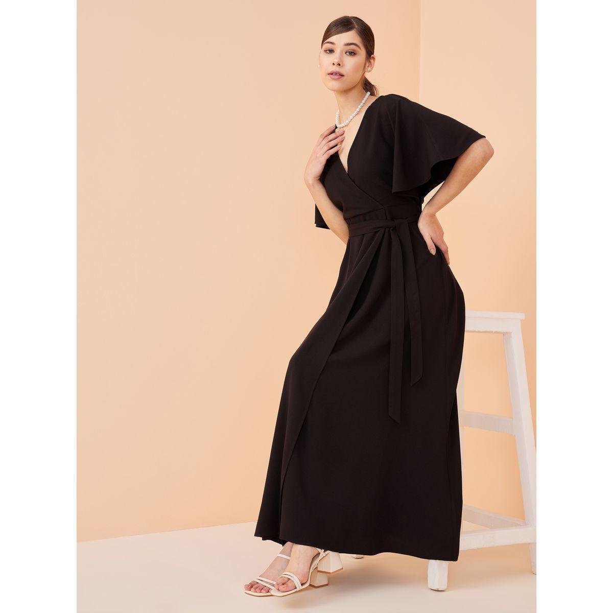Femmella X Styli  V Neck Wrap Front Maxi Dress-women-clothing-dresses-image-5
