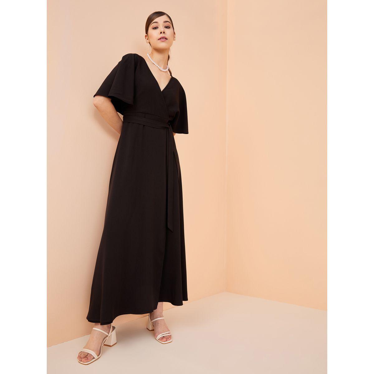 Femmella X Styli  V Neck Wrap Front Maxi Dress-women-clothing-dresses-image-6