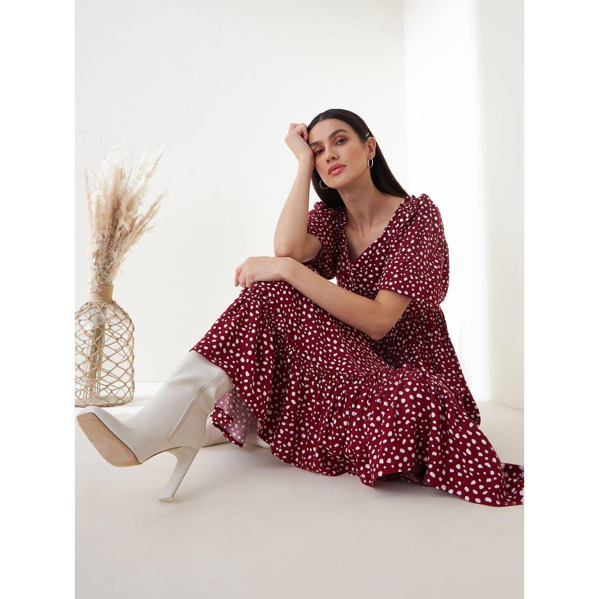 فستان طويل مزين بكسرات فِميلا × ستايلي-women-clothing-dresses-image-2