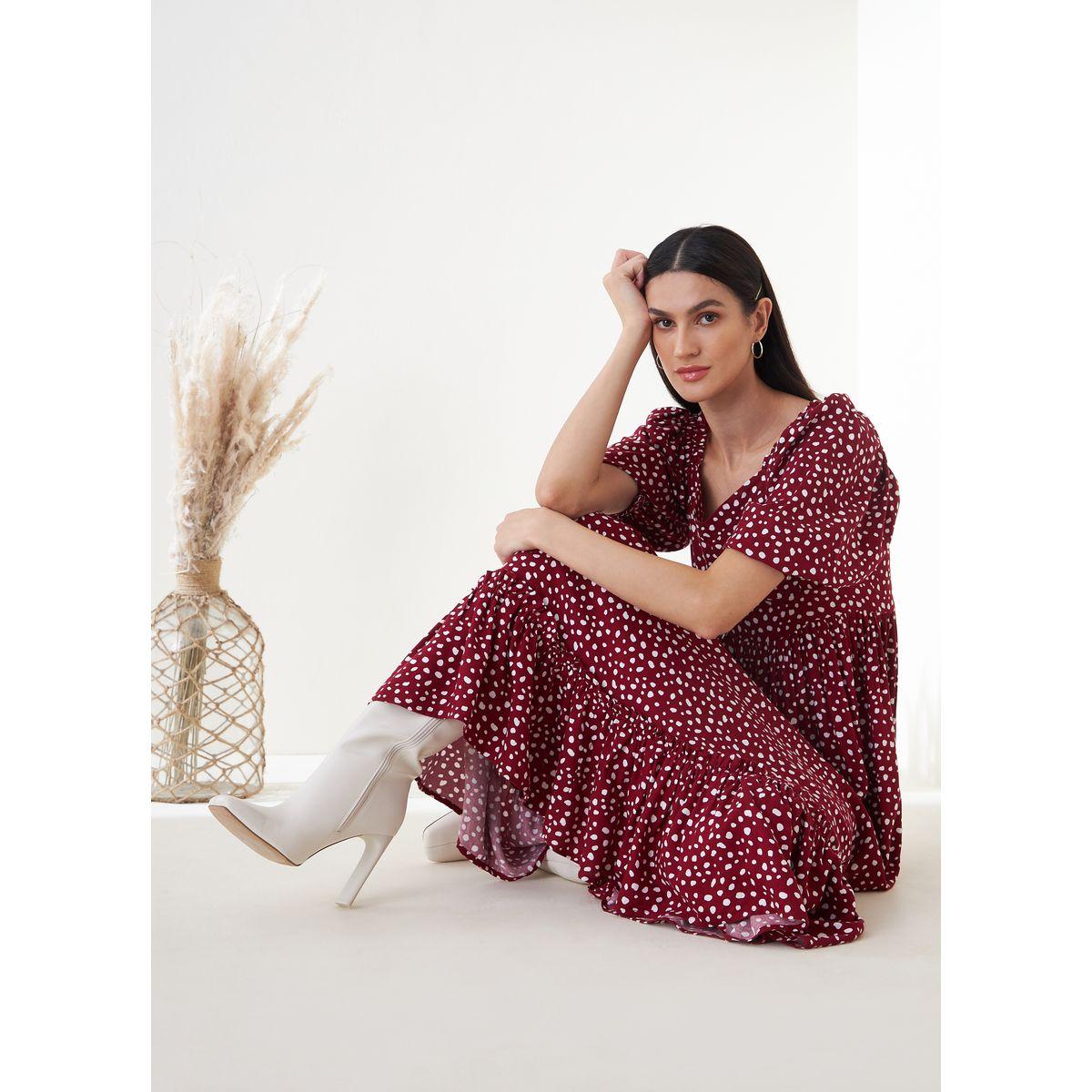 فستان طويل مزين بكسرات فِميلا × ستايلي-women-clothing-dresses-image-6