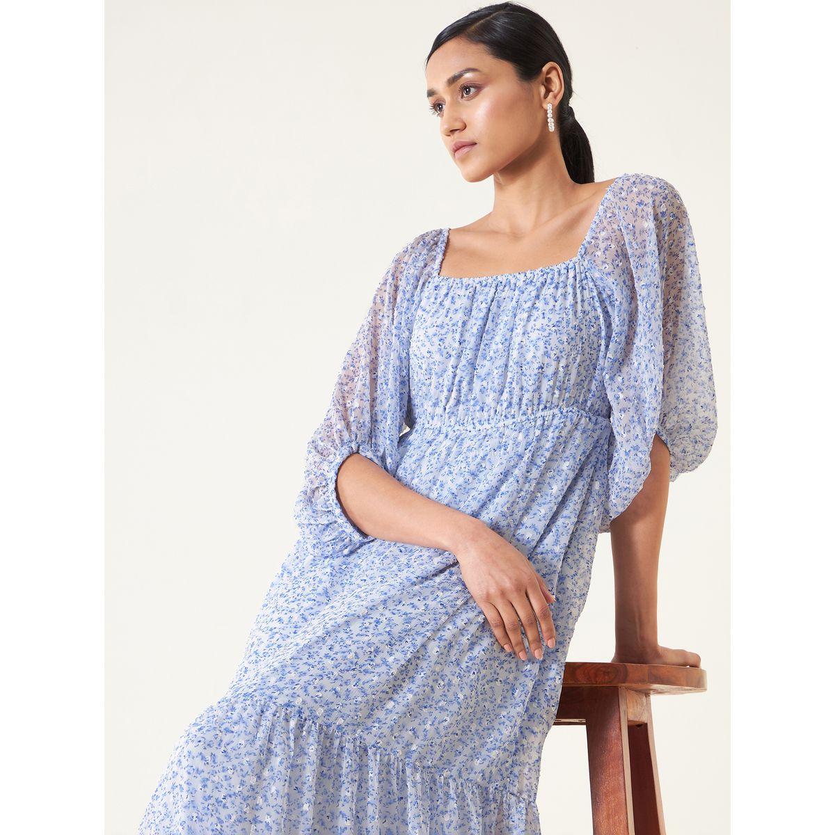 Femella X Styli Volume Sleeve Floral Print Tiered Maxi Dress-women-clothing-dresses-image-5