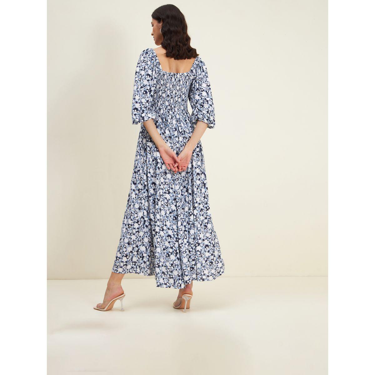 Femella X Styli Floral Print Ruched A-Line Maxi Dress-women-clothing-dresses-image-1