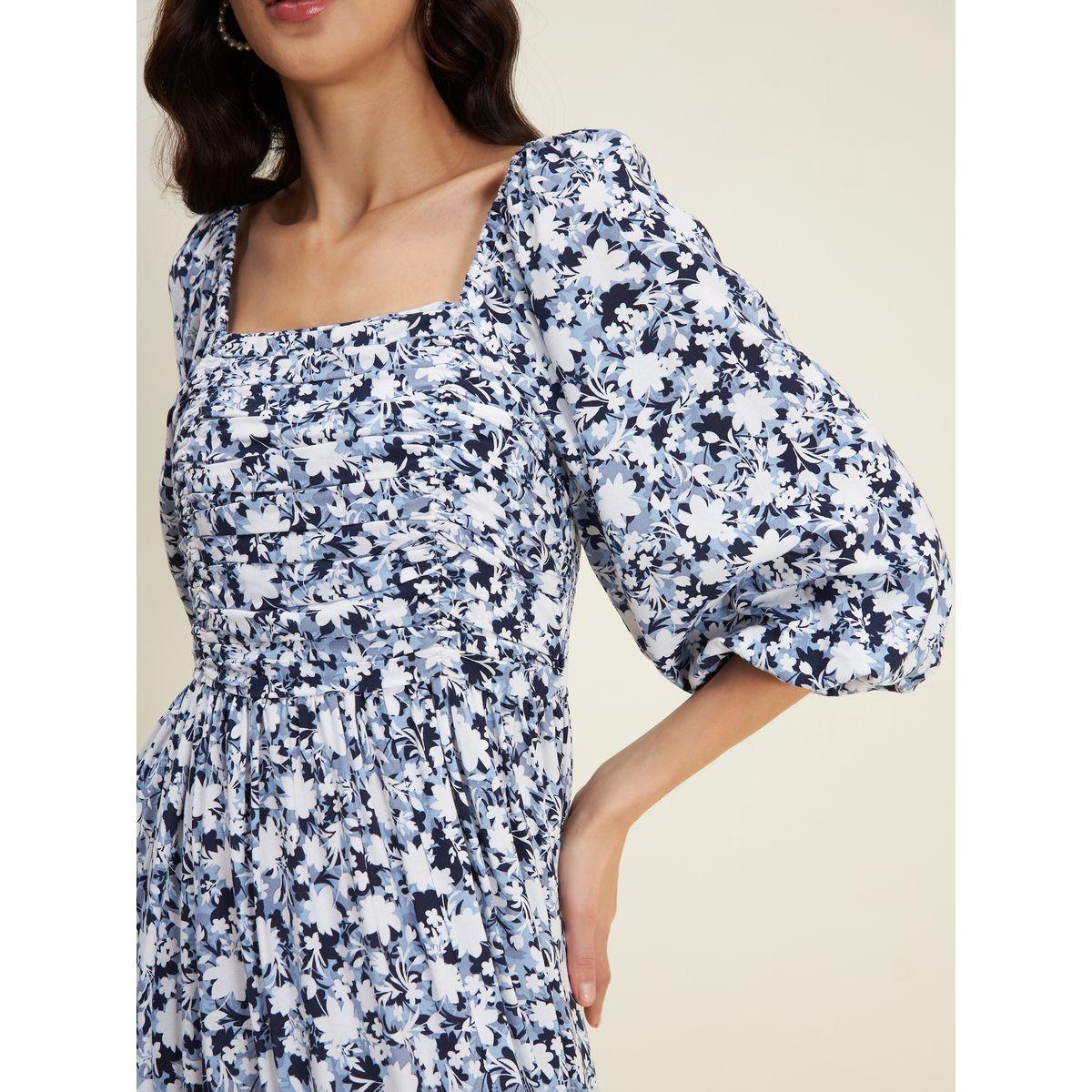 Femella X Styli Floral Print Ruched A-Line Maxi Dress-women-clothing-dresses-image-2