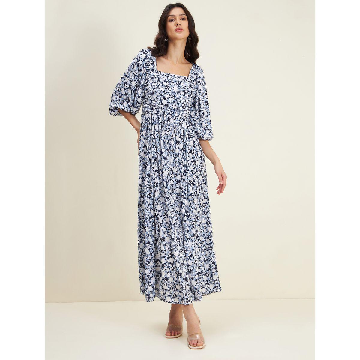 Femella X Styli Floral Print Ruched A-Line Maxi Dress-women-clothing-dresses-image-4