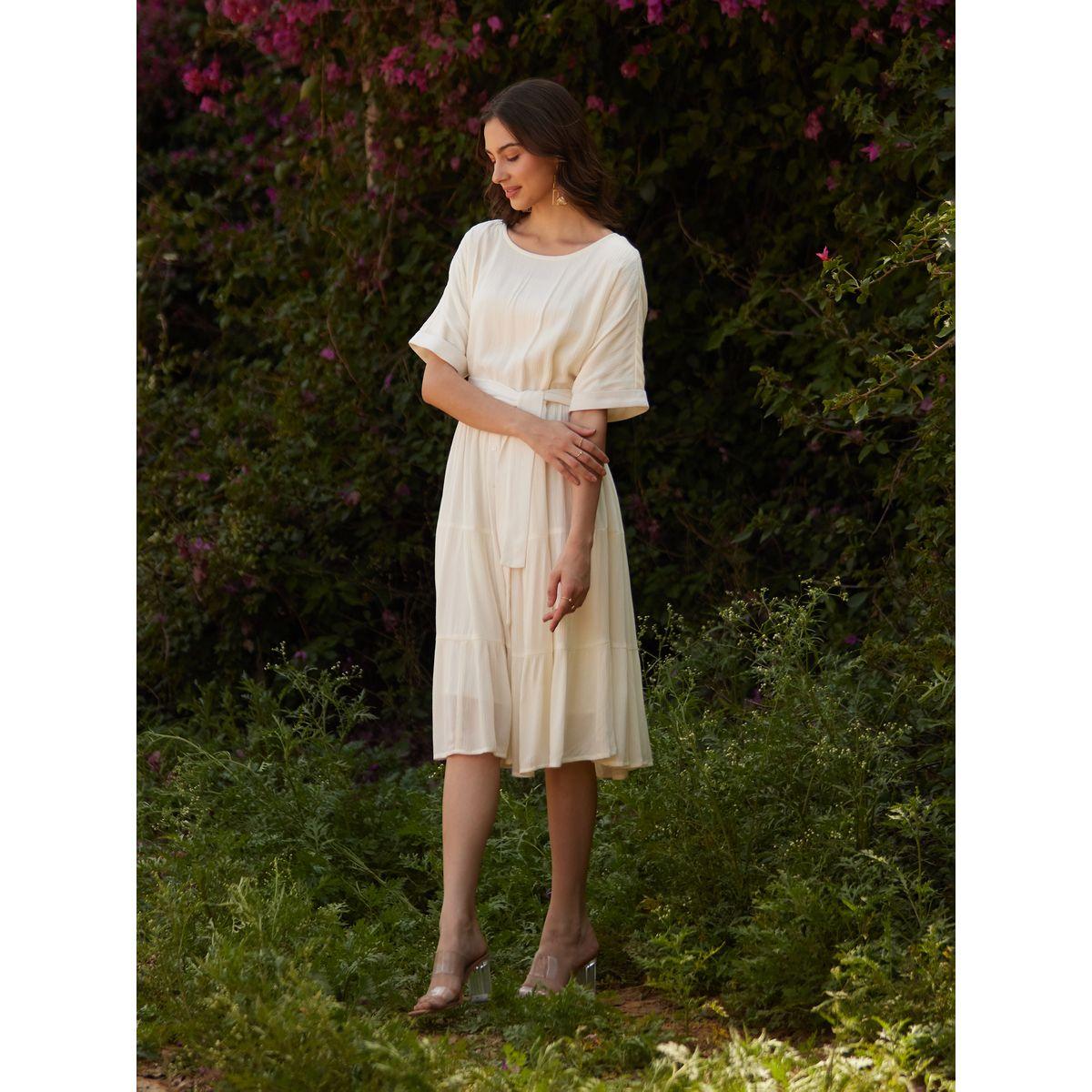 فستان ميدي بكسرات وحزام خصر فِميلا × ستايلي-women-clothing-dresses-image-2