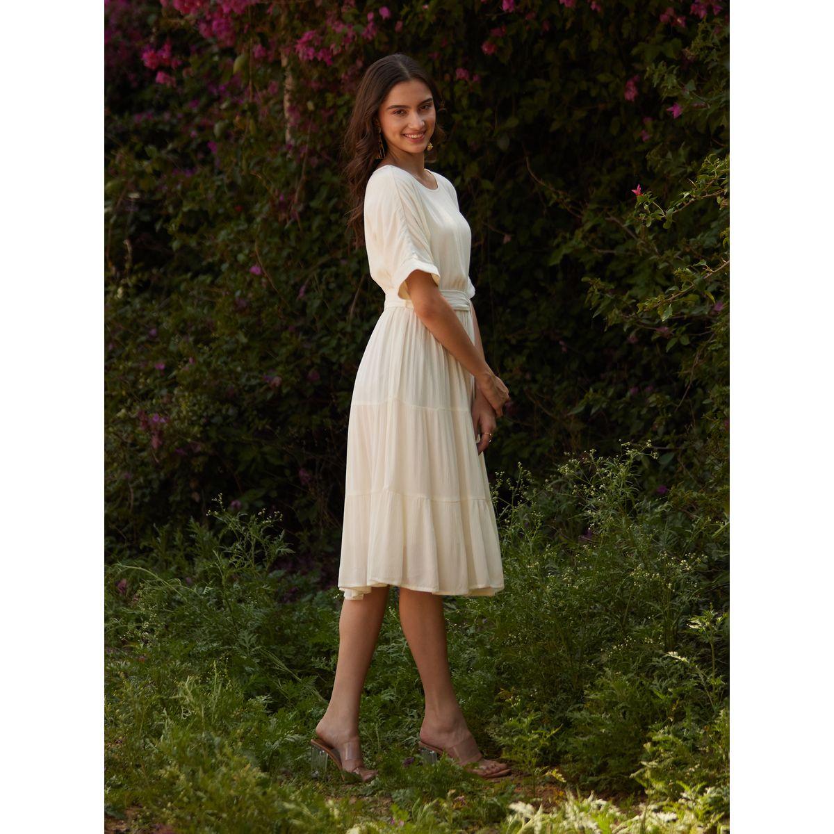 فستان ميدي بكسرات وحزام خصر فِميلا × ستايلي-women-clothing-dresses-image-3