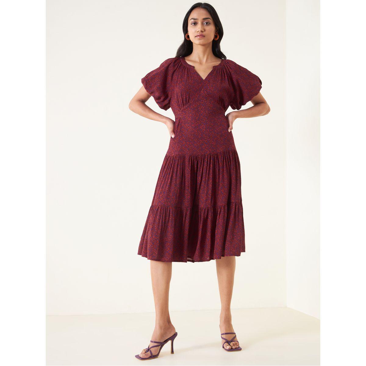 فستان ميدي بكسرات وطبعة زهور فِميلا × ستايلي-women-clothing-dresses-image-1