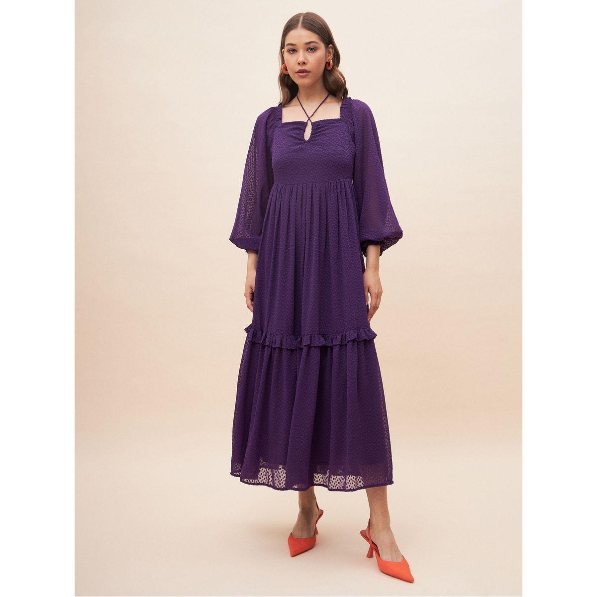 Femella X Styli Dobby Halter Neck A-Line Maxi Dress-women-clothing-dresses-image-1