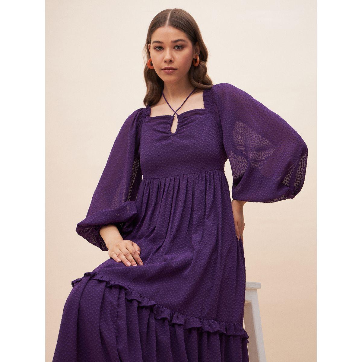Femella X Styli Dobby Halter Neck A-Line Maxi Dress-women-clothing-dresses-image-5