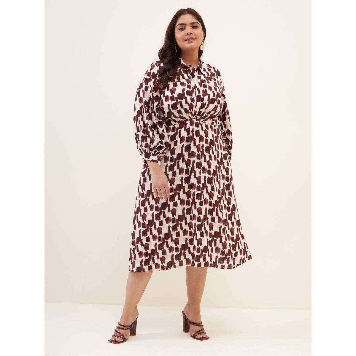 فستان ميدي مطبع بطبعة مجردة فِميلا × ستايلي-women-clothing-dresses-image-1
