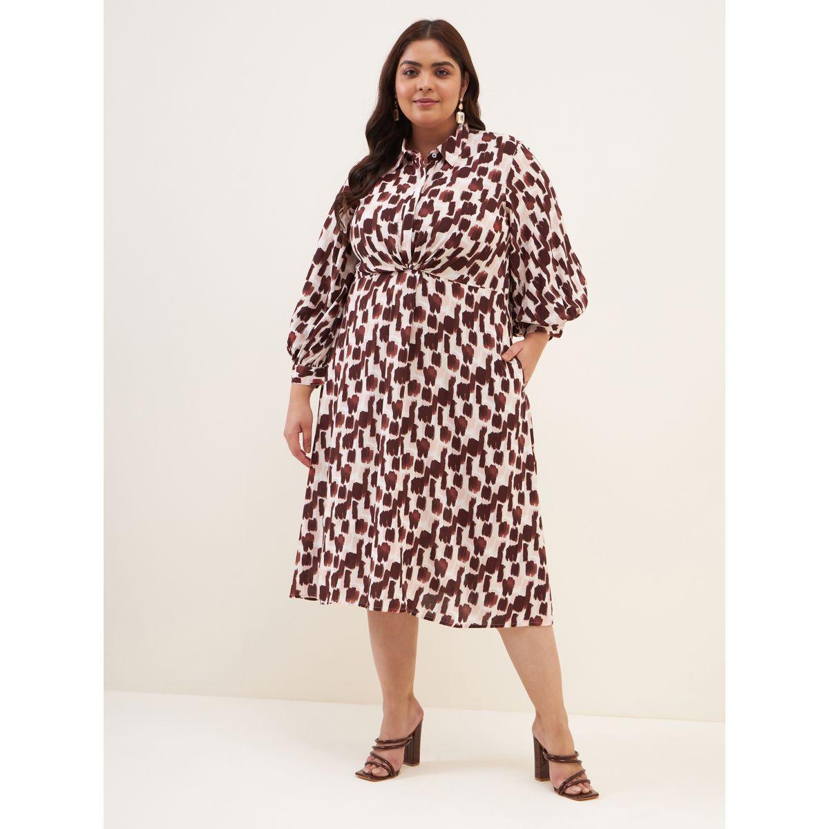 فستان ميدي مطبع بطبعة مجردة فِميلا × ستايلي-women-clothing-dresses-image-2