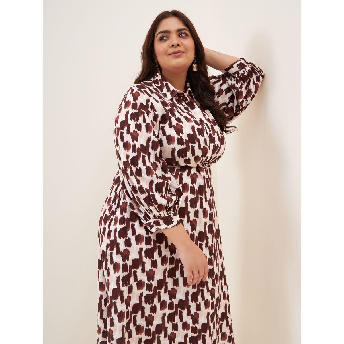 Femella X Styli Plus Abstarct Stroke Print Shirt Midi Dress-women-clothing-dresses-image-8