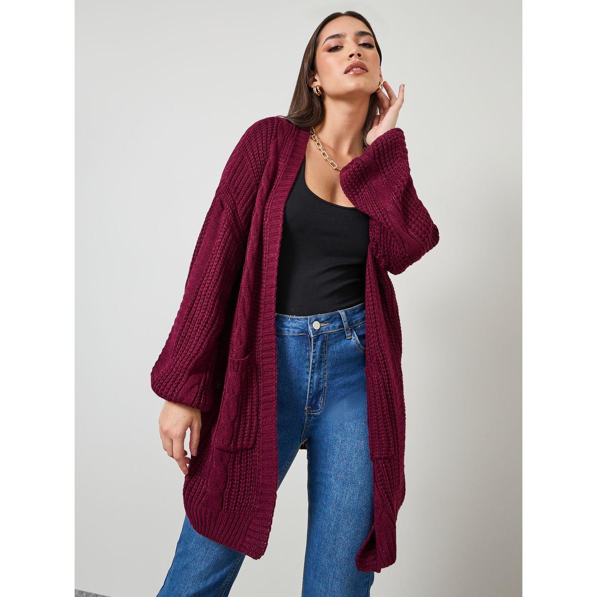 كارديجان محبوك بقصة عادية-women-winterwear-cardigansandjumpers-cardigans-image-1