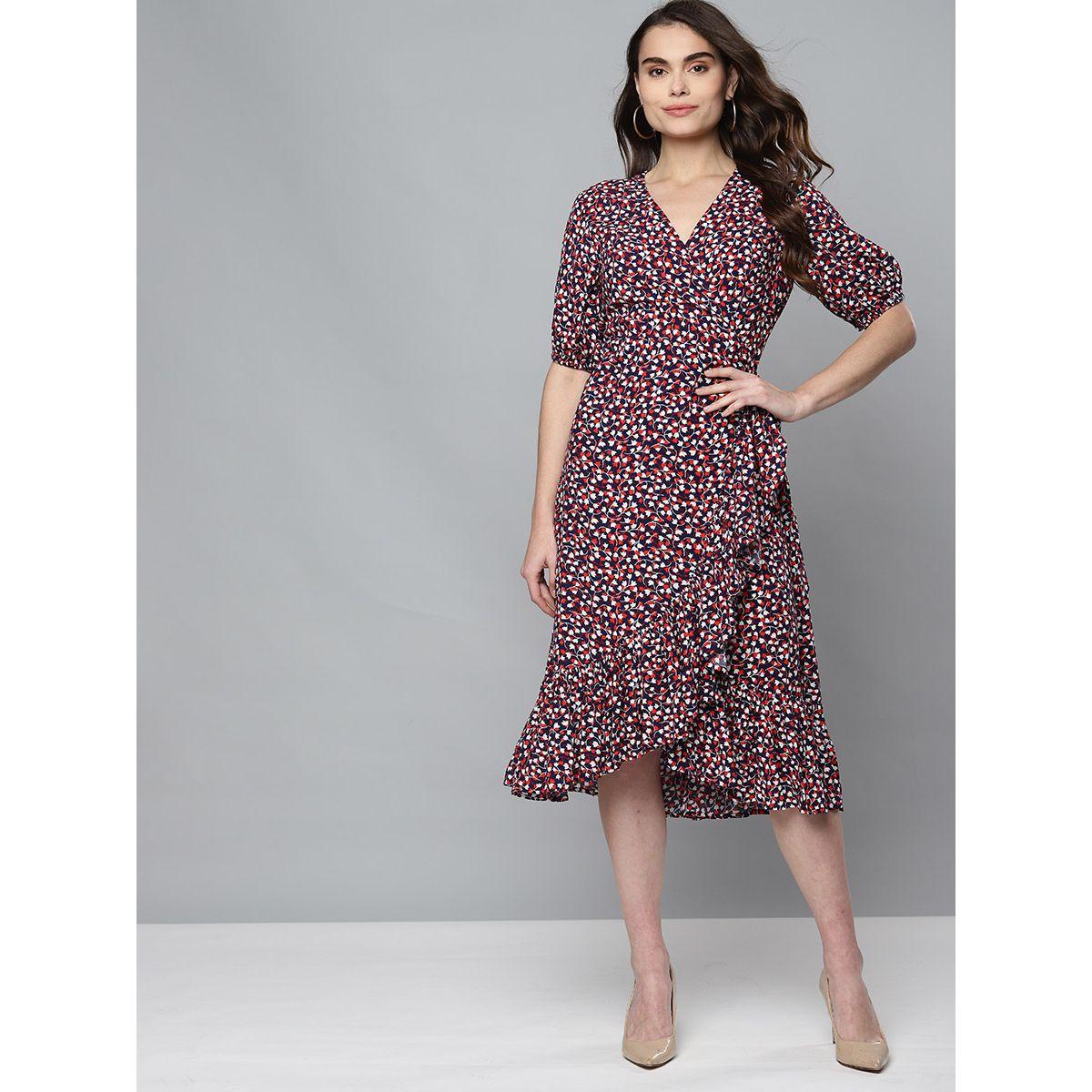 Femella X Styli All Over Print Wrap Midi Dress-women-clothing-dresses-image-1