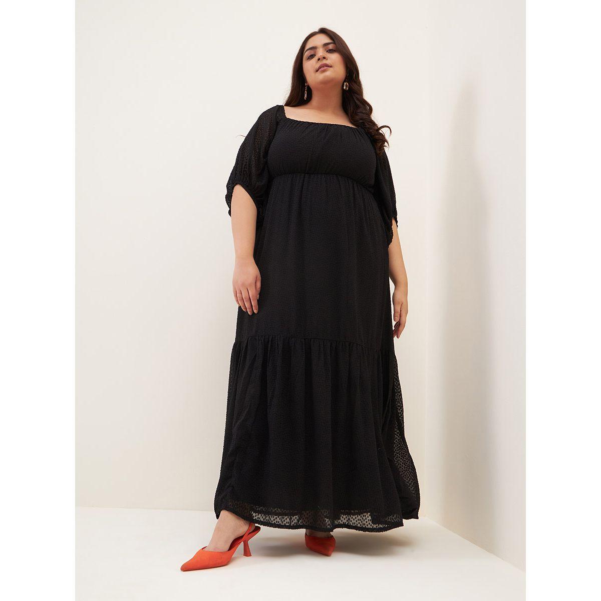 Femmella X Styli  Dobby Square Neck Tiered Maxi Dress-women-clothing-dresses-image-12