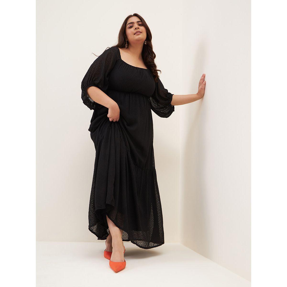 Femmella X Styli  Dobby Square Neck Tiered Maxi Dress-women-clothing-dresses-image-13
