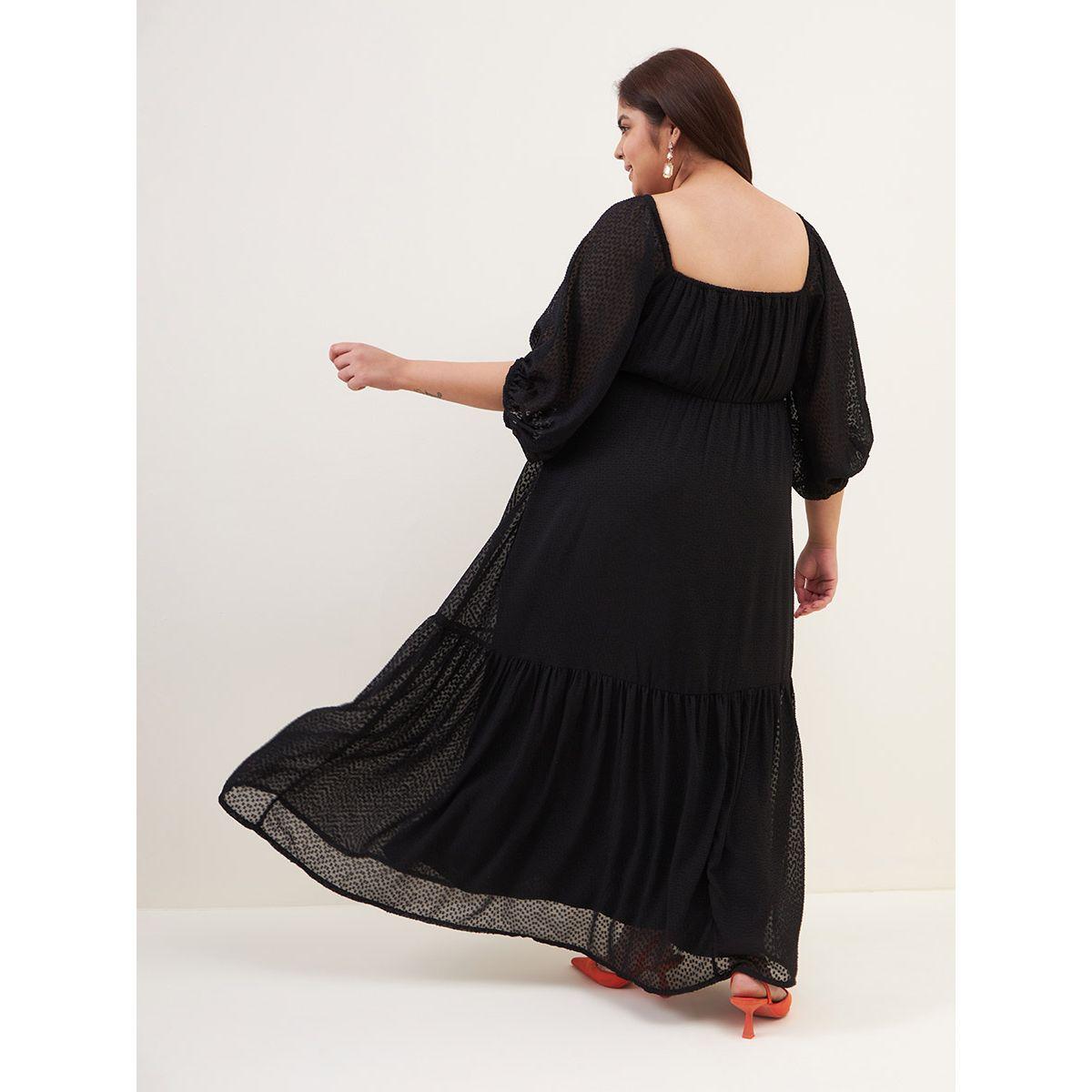 Femmella X Styli  Dobby Square Neck Tiered Maxi Dress-women-clothing-dresses-image-5