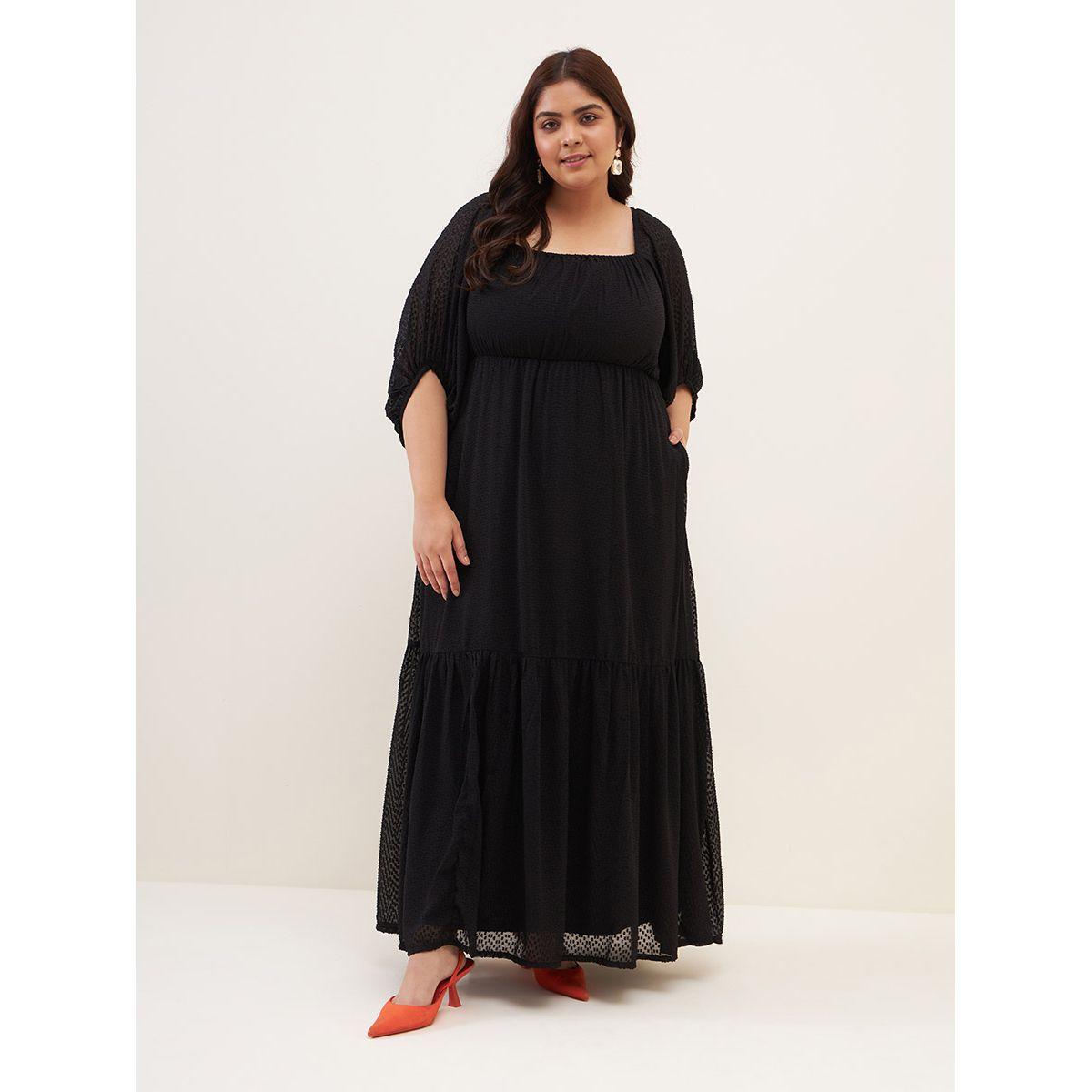 Femmella X Styli  Dobby Square Neck Tiered Maxi Dress-women-clothing-dresses-image-6