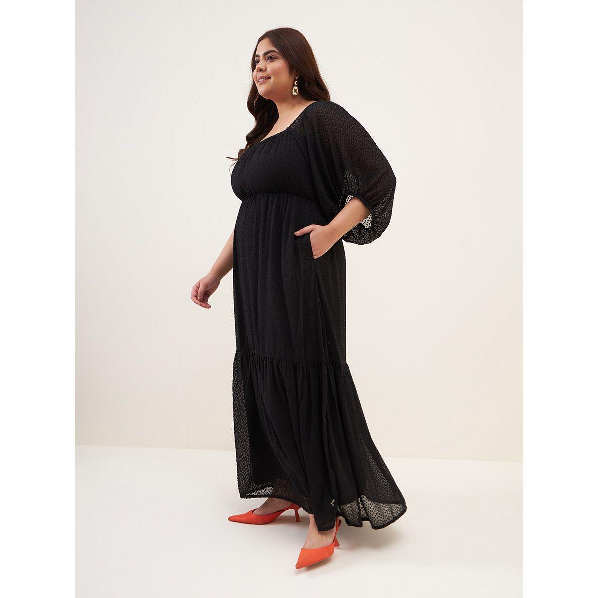 Femmella X Styli  Dobby Square Neck Tiered Maxi Dress-women-clothing-dresses-image-7