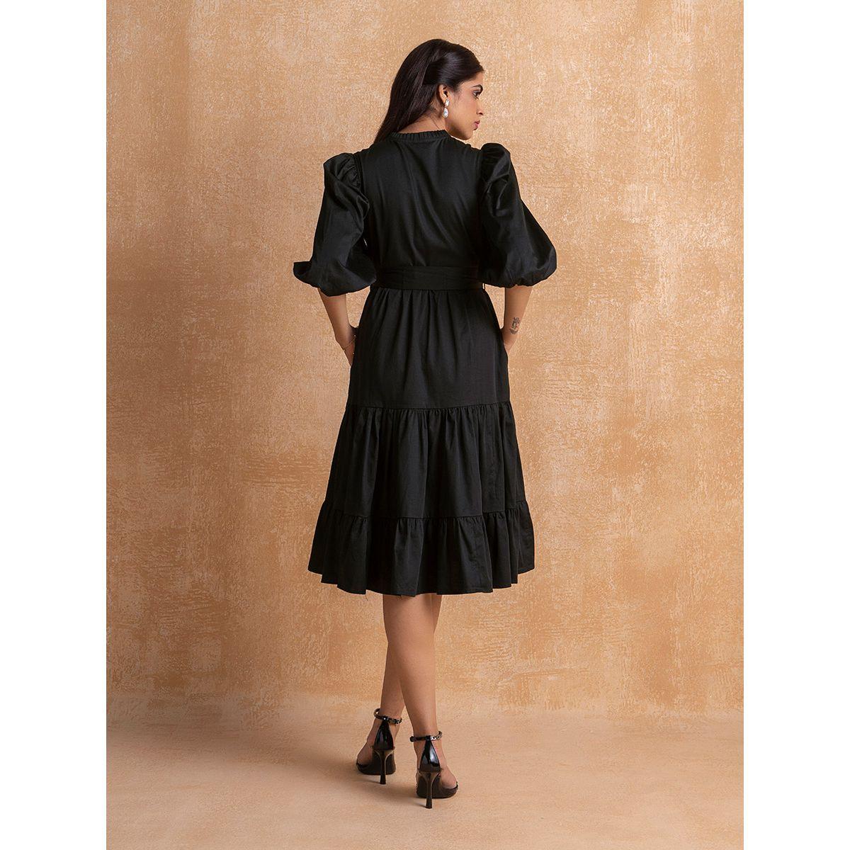 Femella X Styli Stand Collar Tiered Midi Dress-women-clothing-dresses-image-5
