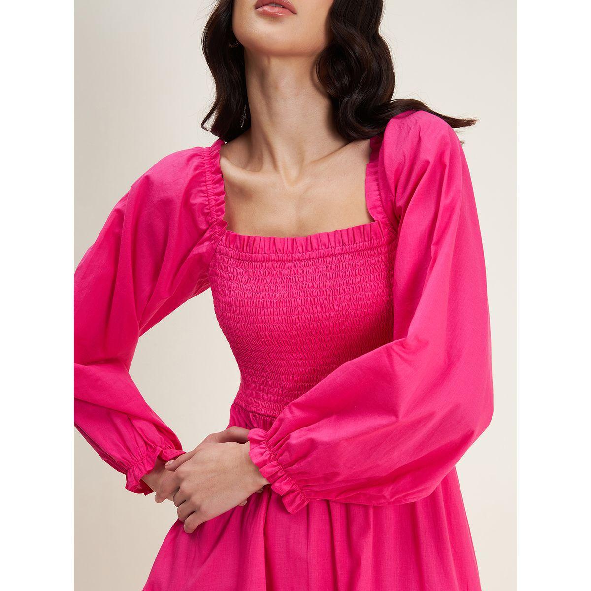فستان طويل بكسرات ورقبة واسعة فِميلا × ستايلي-women-clothing-dresses-image-4