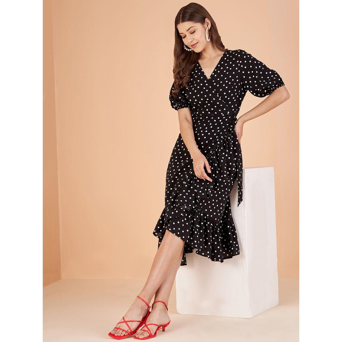 Femmella X Styli  Polka Dot Print Wrap Midi Dress-women-clothing-dresses-image-4
