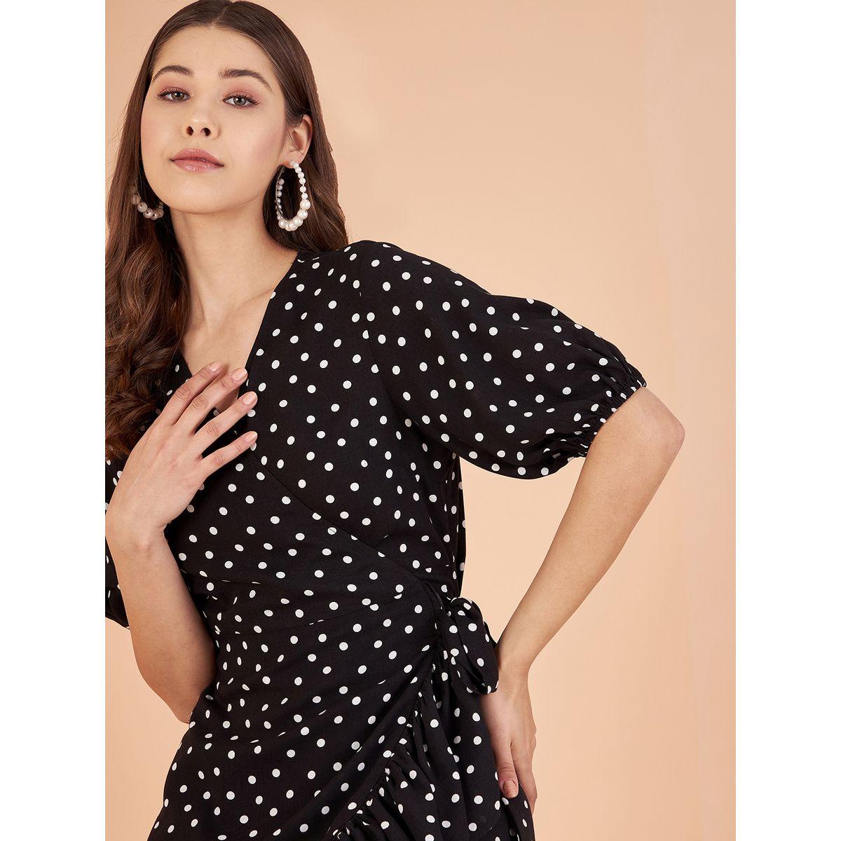 Femmella X Styli  Polka Dot Print Wrap Midi Dress-women-clothing-dresses-image-5