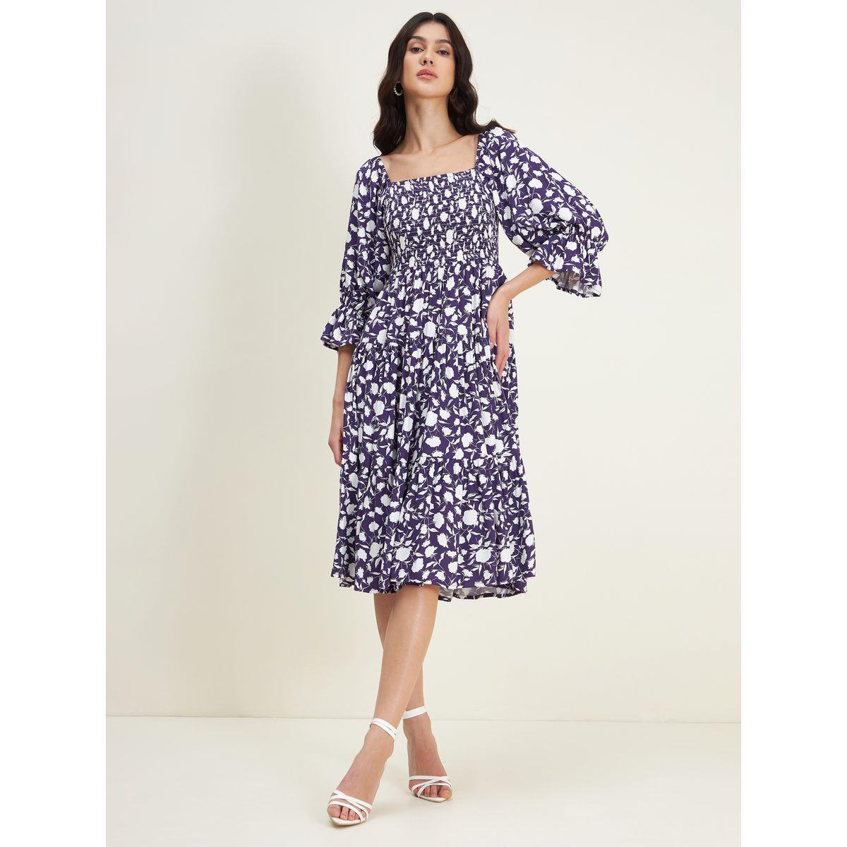 Femella X Styli Floral Print Smocked Tiered Midi Dress-women-clothing-dresses-image-2