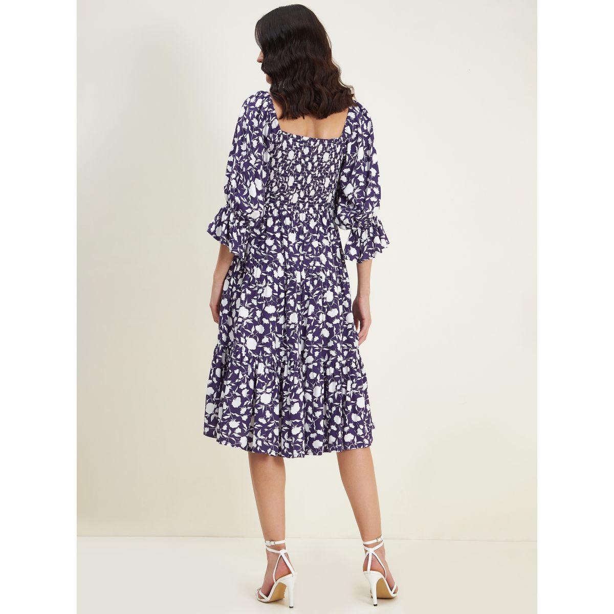 Femella X Styli Floral Print Smocked Tiered Midi Dress-women-clothing-dresses-image-4