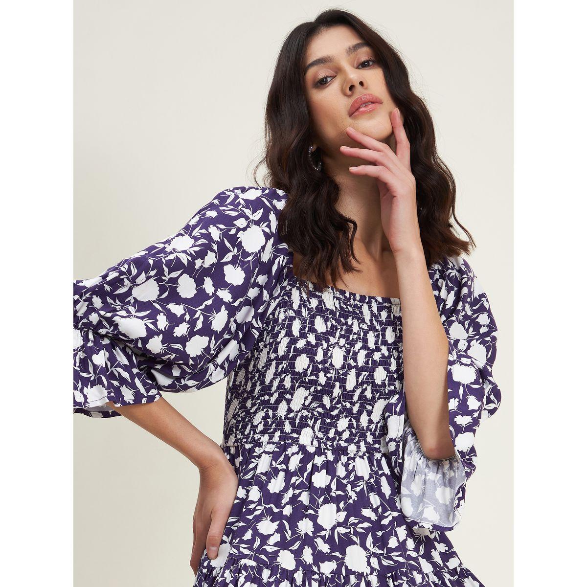 Femella X Styli Floral Print Smocked Tiered Midi Dress-women-clothing-dresses-image-5