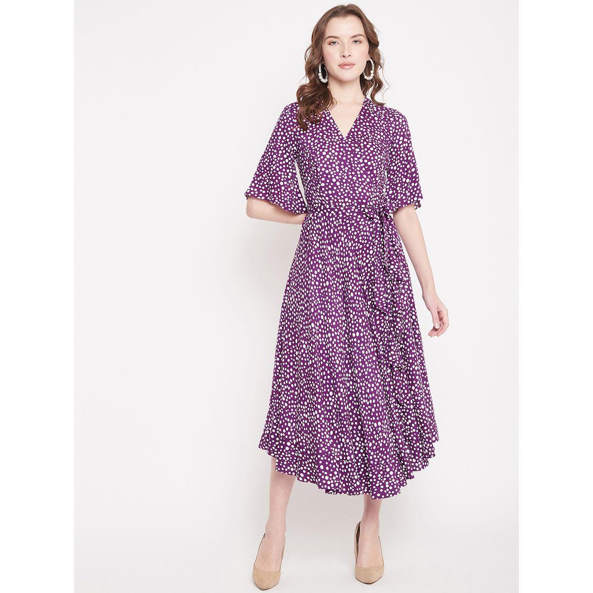 Femmella X Styli  Polka Dot Print Wrap Midi Dress-women-clothing-dresses-image-1
