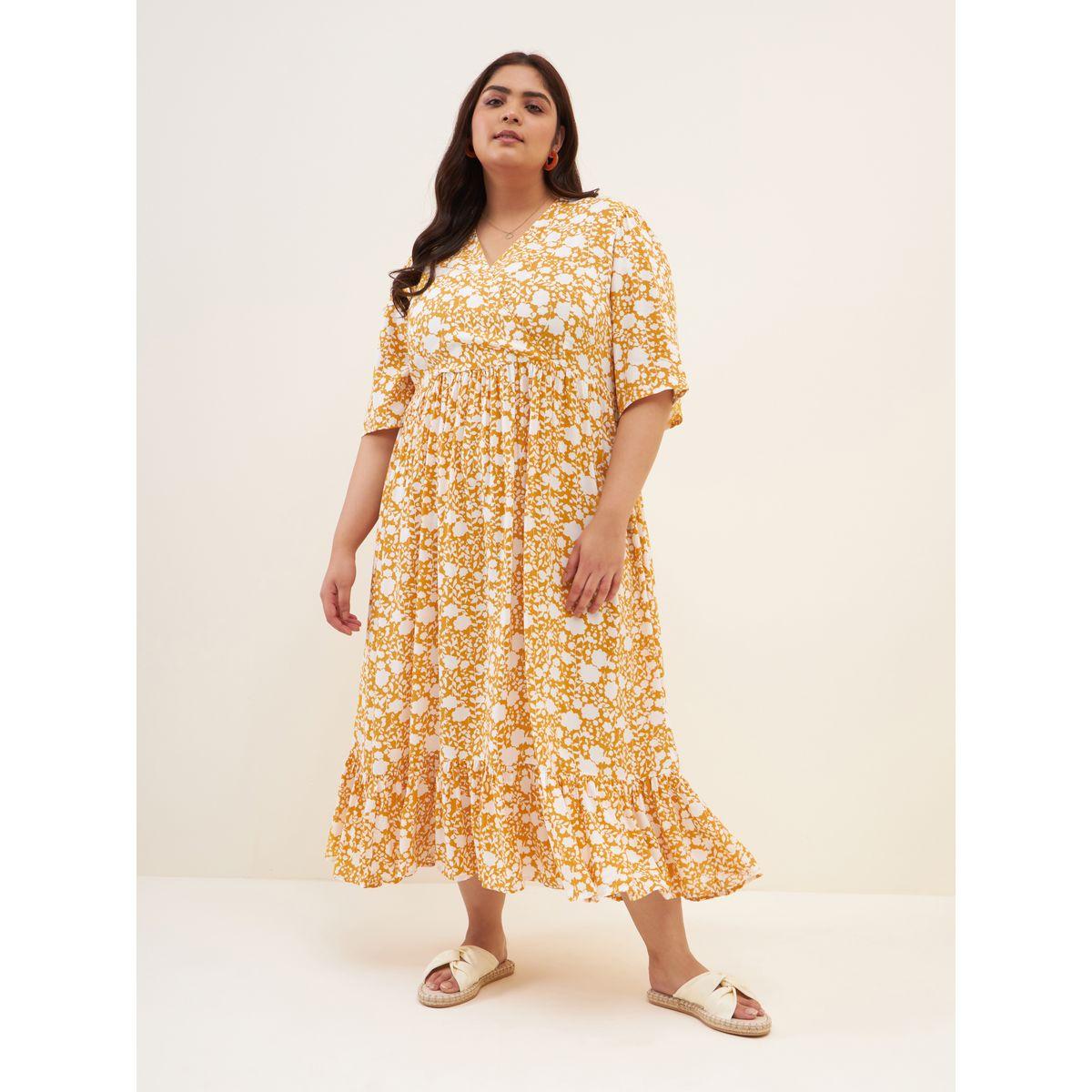 Femella X Styli Plus Floral Print V Neck A-Line Midi Dress-women-clothing-dresses-image-3