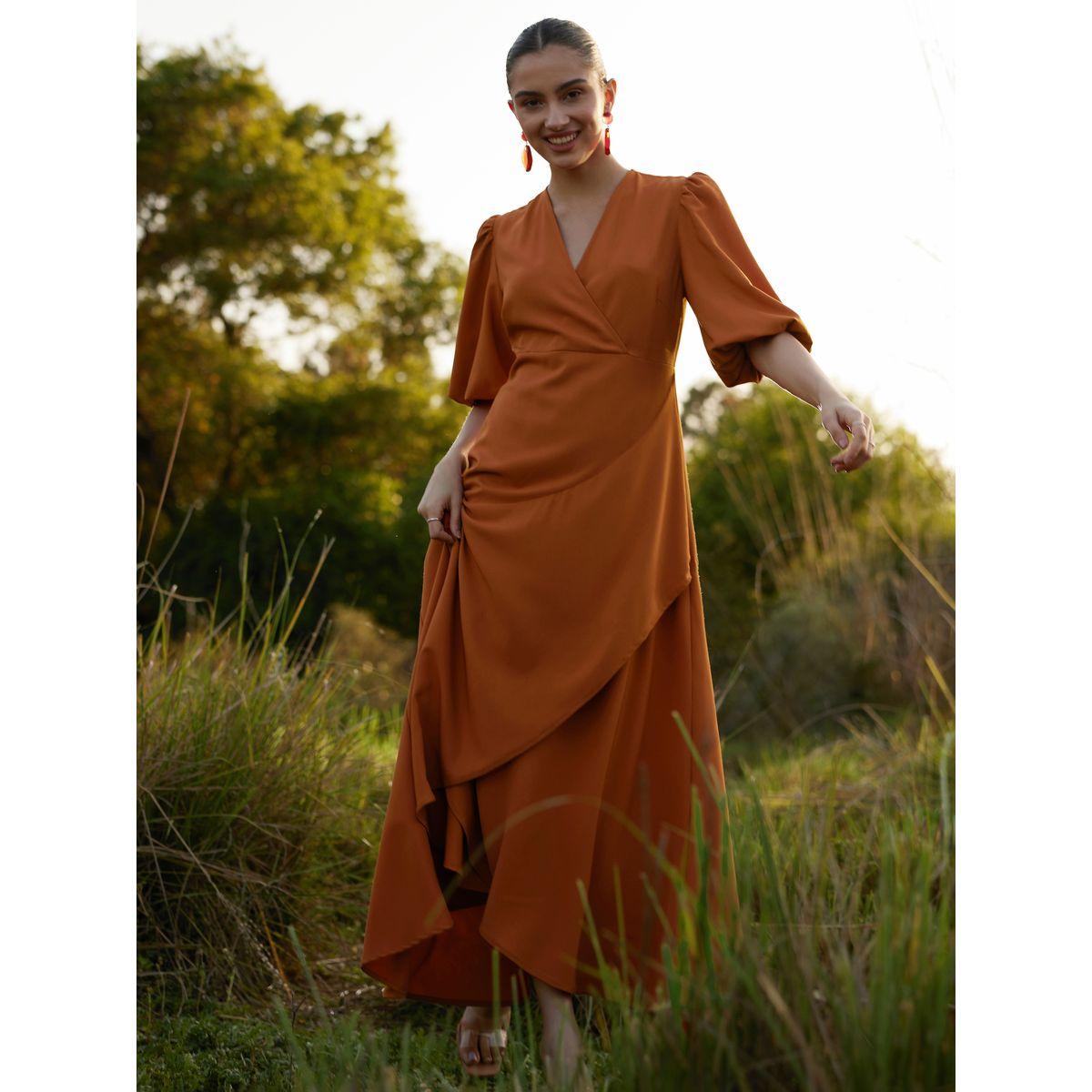 Femella X Styli Frill Hem Wrap Front Maxi Dress-women-clothing-dresses-image-1