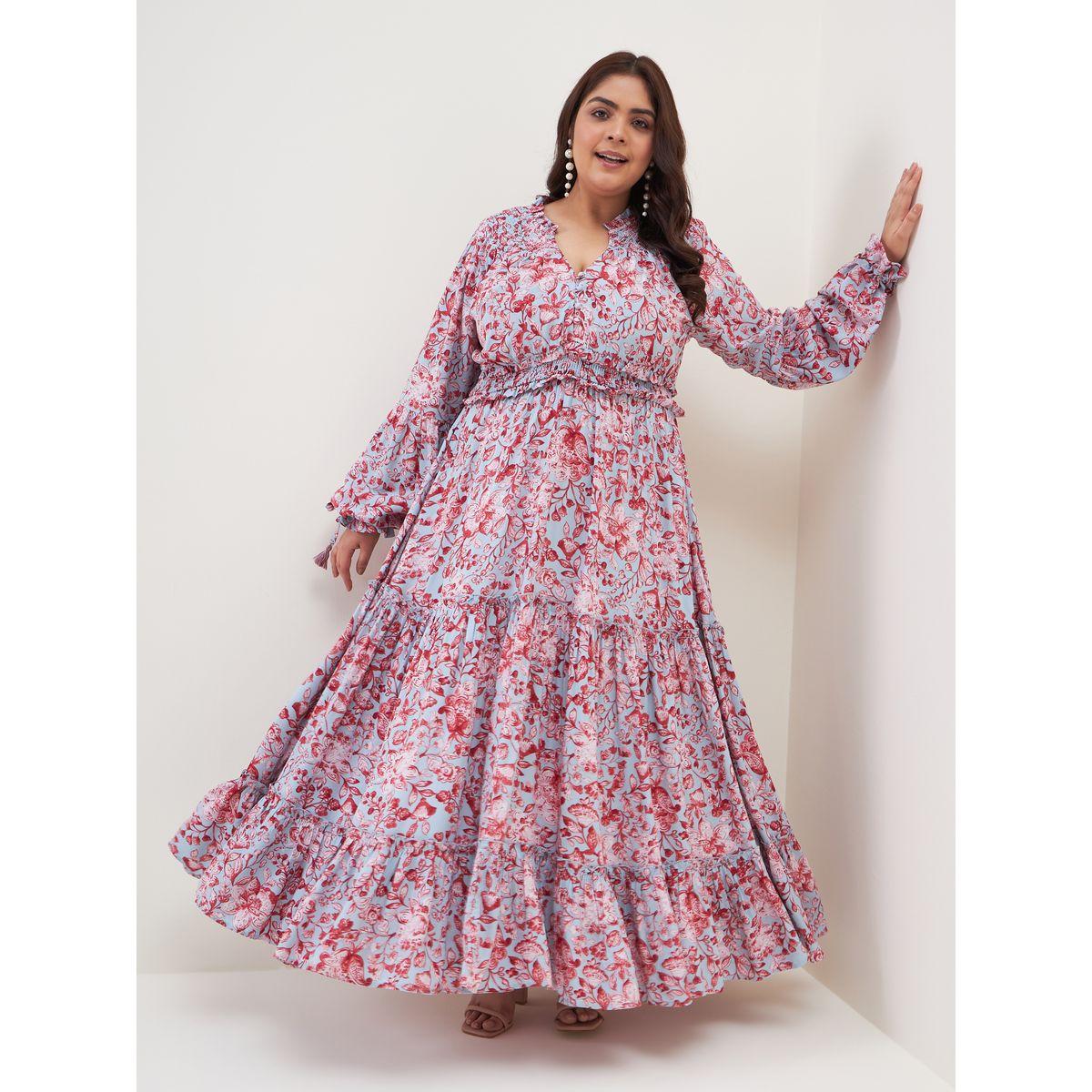 Femella X Styli Plus Floral Notch Neck Tiered Maxi Dress-women-clothing-dresses-image-3