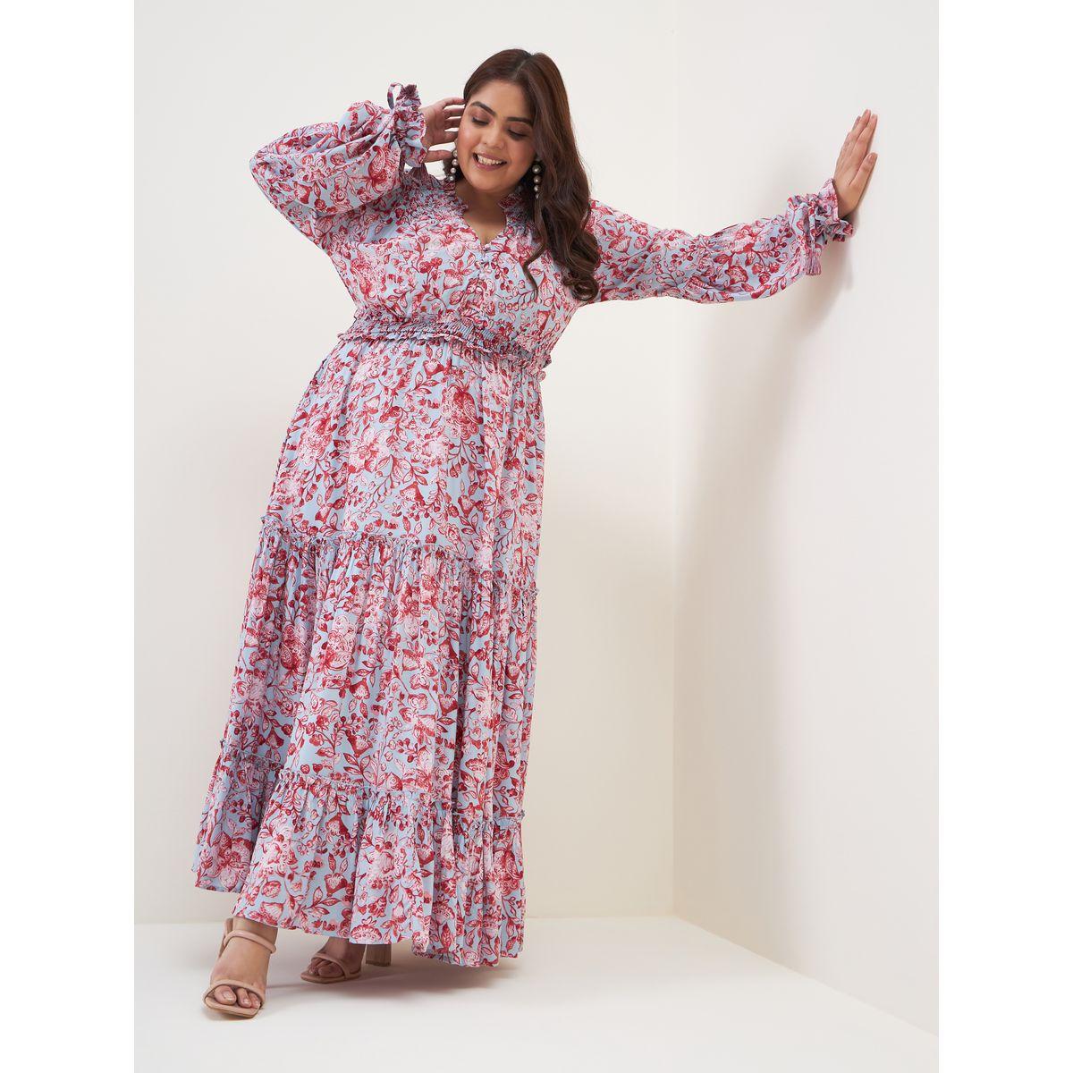 Femella X Styli Plus Floral Notch Neck Tiered Maxi Dress-women-clothing-dresses-image-4