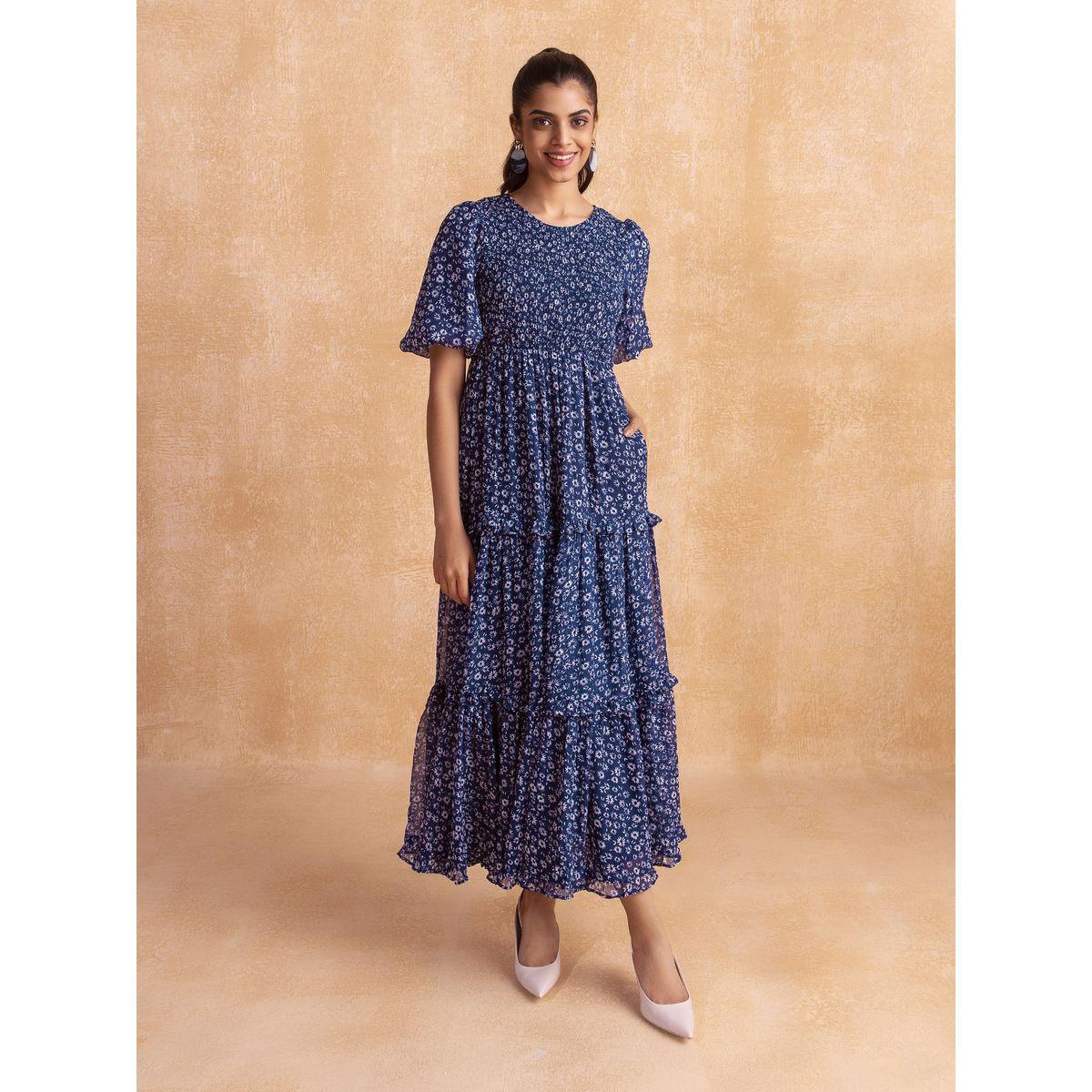 فستان طويل بكسرات وكشكش فِميلا × ستايلي-women-clothing-dresses-image-1