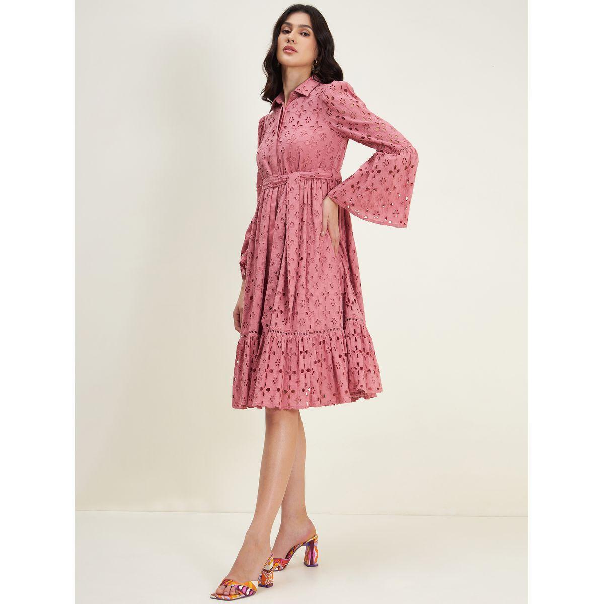 فستان ميدي مزين بكسرات فِميلا × ستايلي-women-clothing-dresses-image-2