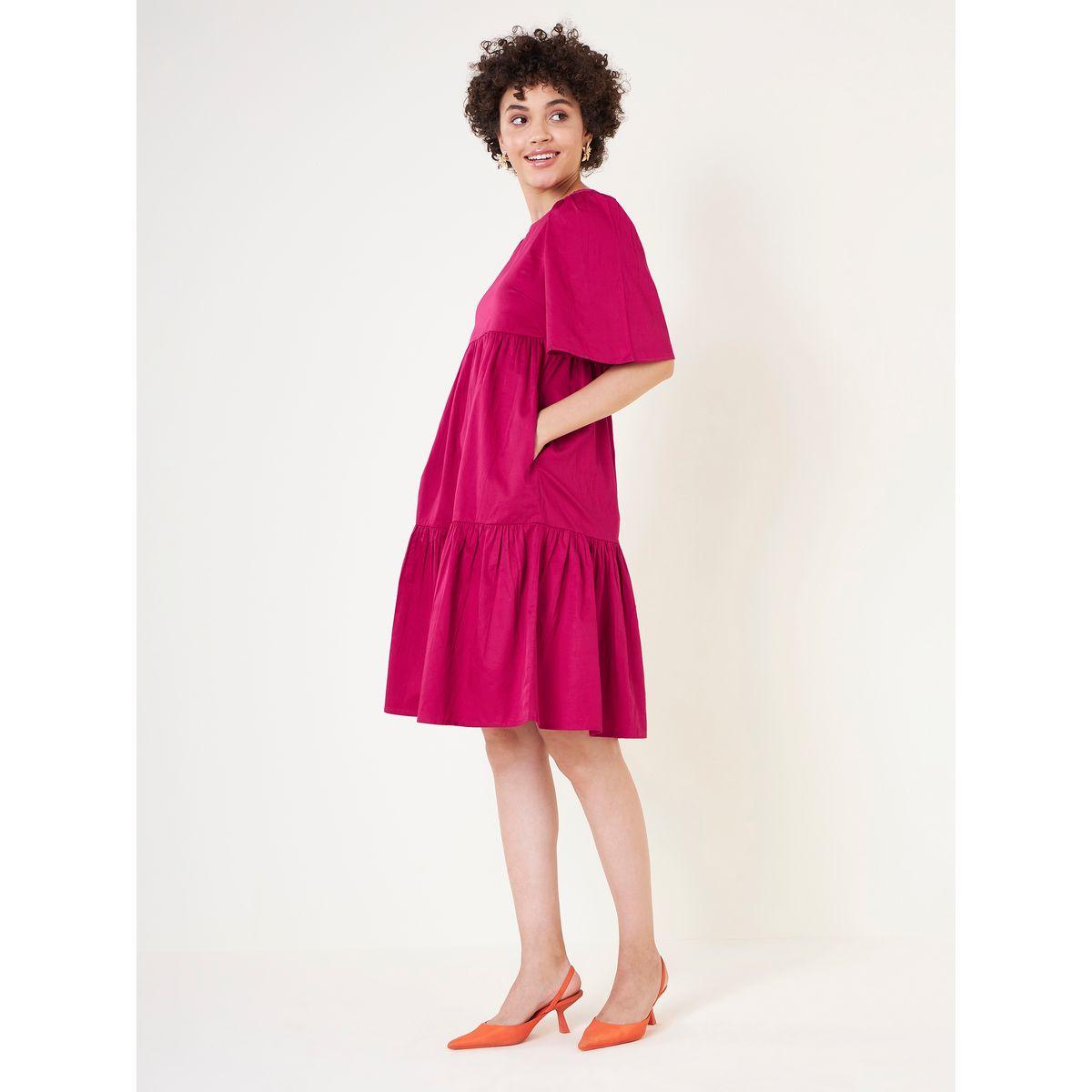 Femella X Styli Cotton Tiered Midi Dress with Tassel Tie-women-clothing-dresses-image-2