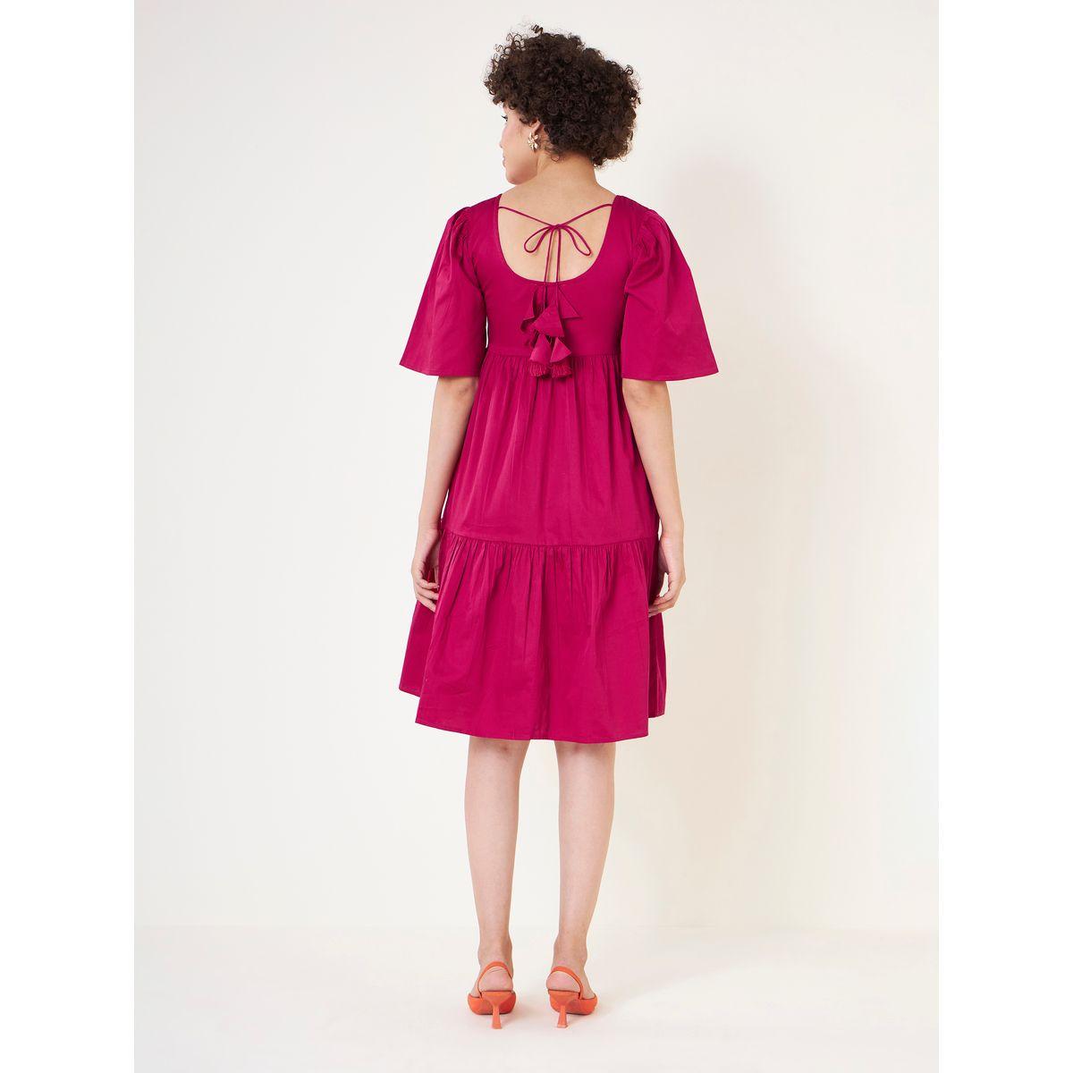 Femella X Styli Cotton Tiered Midi Dress with Tassel Tie-women-clothing-dresses-image-3
