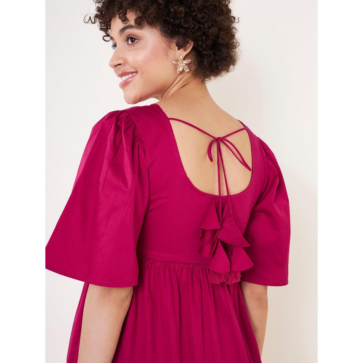 Femella X Styli Cotton Tiered Midi Dress with Tassel Tie-women-clothing-dresses-image-4
