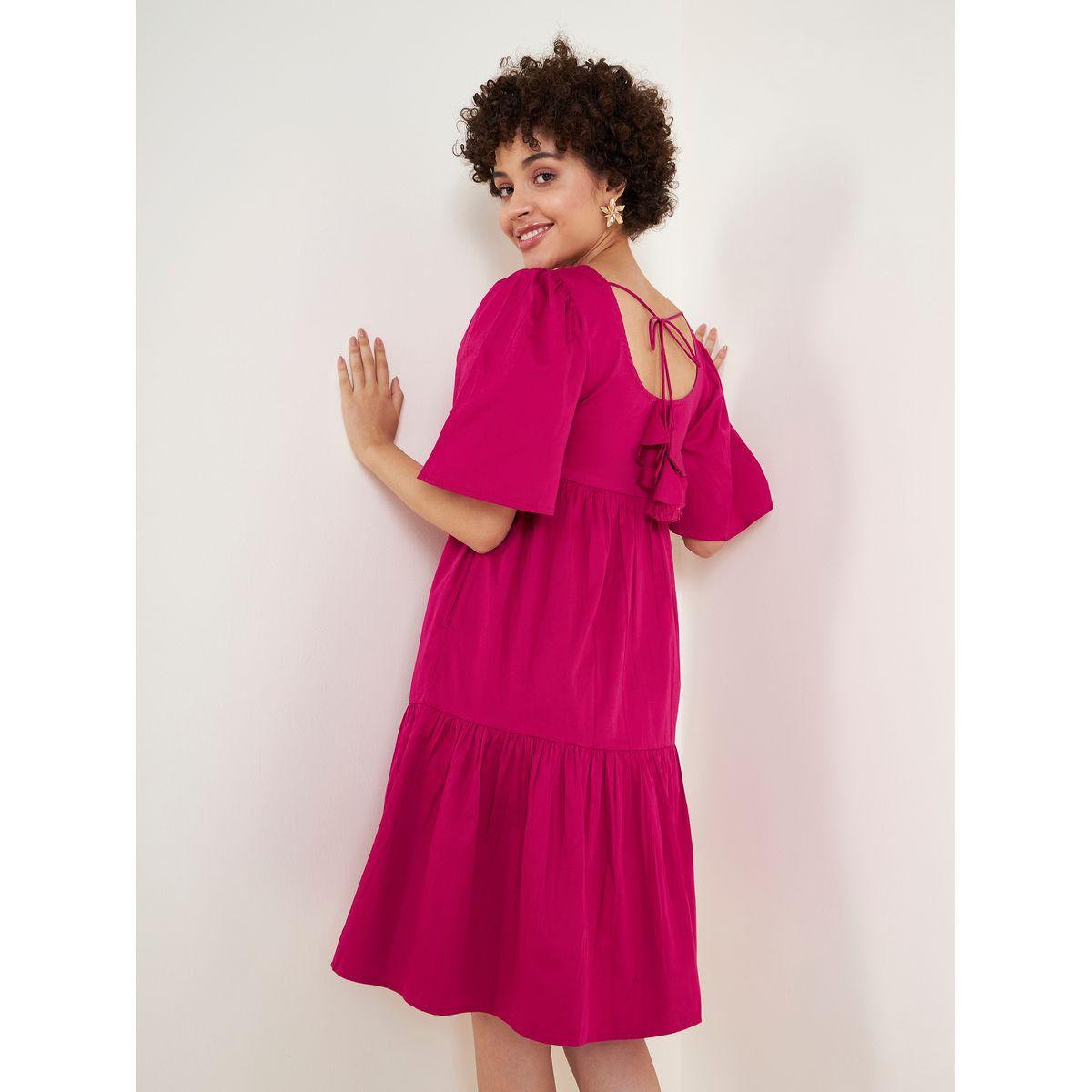 Femella X Styli Cotton Tiered Midi Dress with Tassel Tie-women-clothing-dresses-image-8