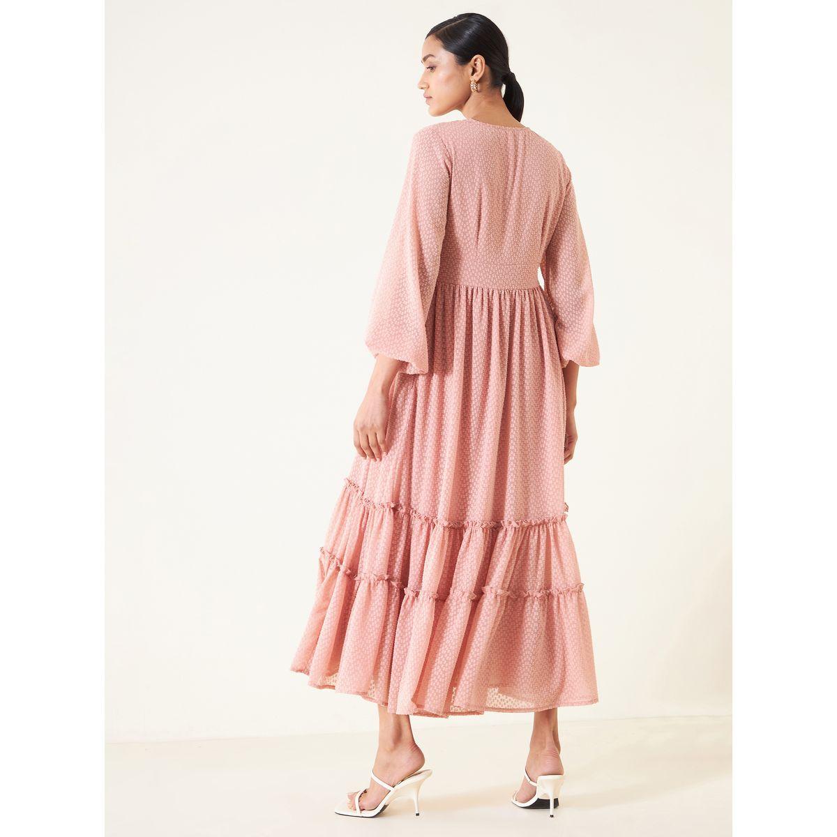 Femmella X Styli  Dobby Tiered Maxi Dress with Ruffle Detail-women-clothing-dresses-image-4