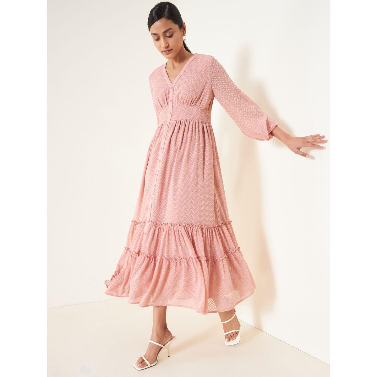 Femmella X Styli  Dobby Tiered Maxi Dress with Ruffle Detail-women-clothing-dresses-image-5