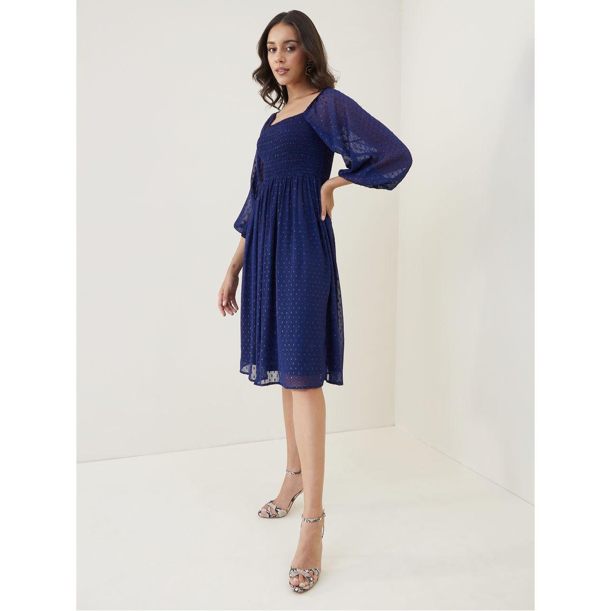 فستان ميدي بتفاصيل مزمومة فِميلا × ستايلي-women-clothing-dresses-image-3