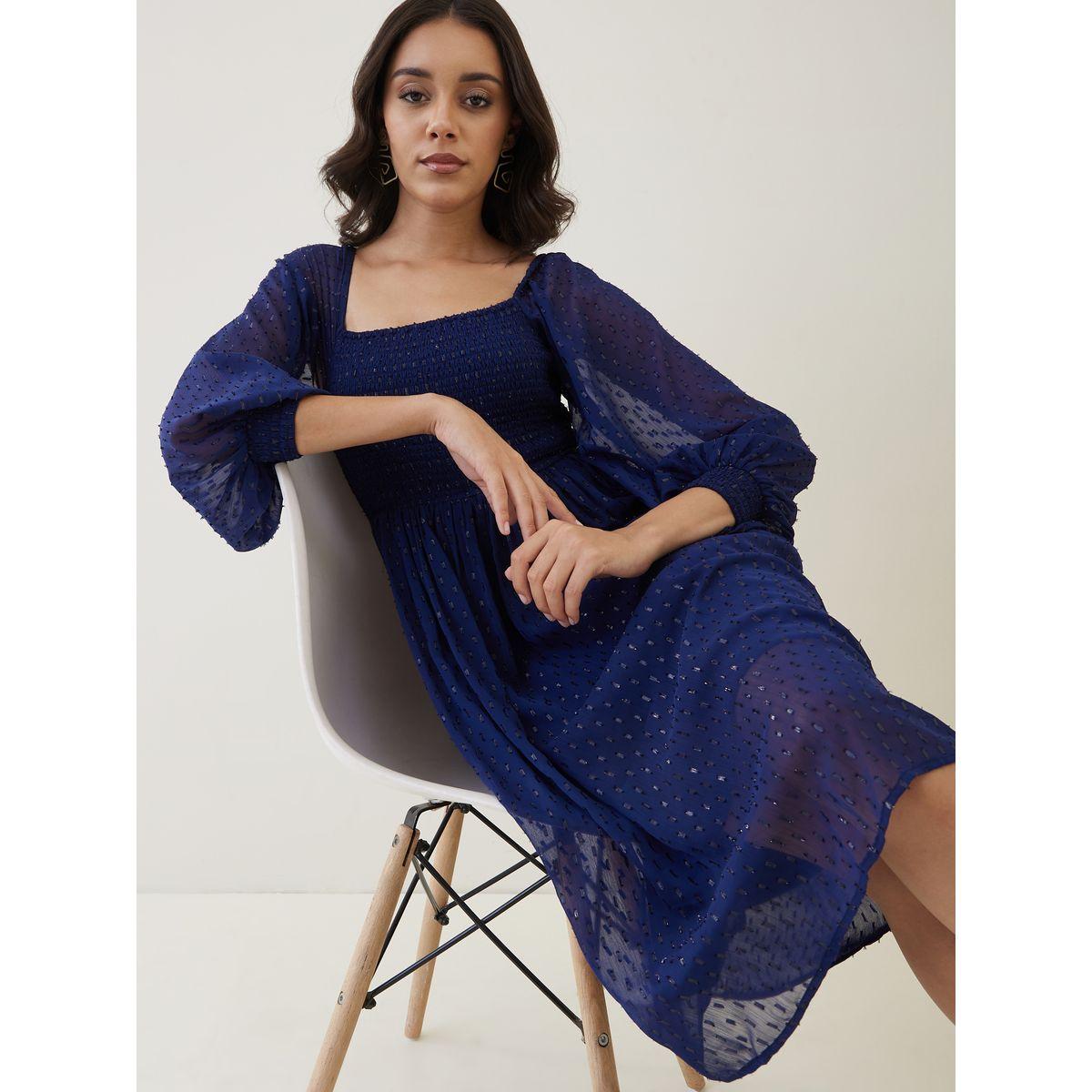 Femella X Styli Square Neck Lurex Smocked Midi Dress-women-clothing-dresses-image-5