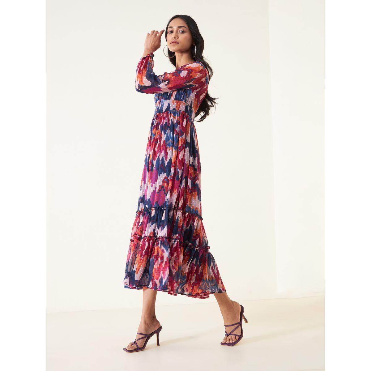 فستان طويل مطبع بطبعة مجردة فِميلا × ستايلي-women-clothing-dresses-image-2