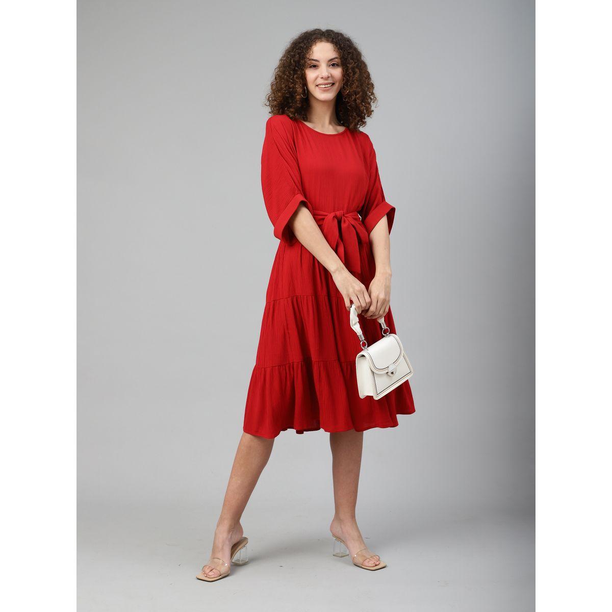 Femella X Styli Cotton Tiered Midi Dress with Tie Belt-women-clothing-dresses-image-1