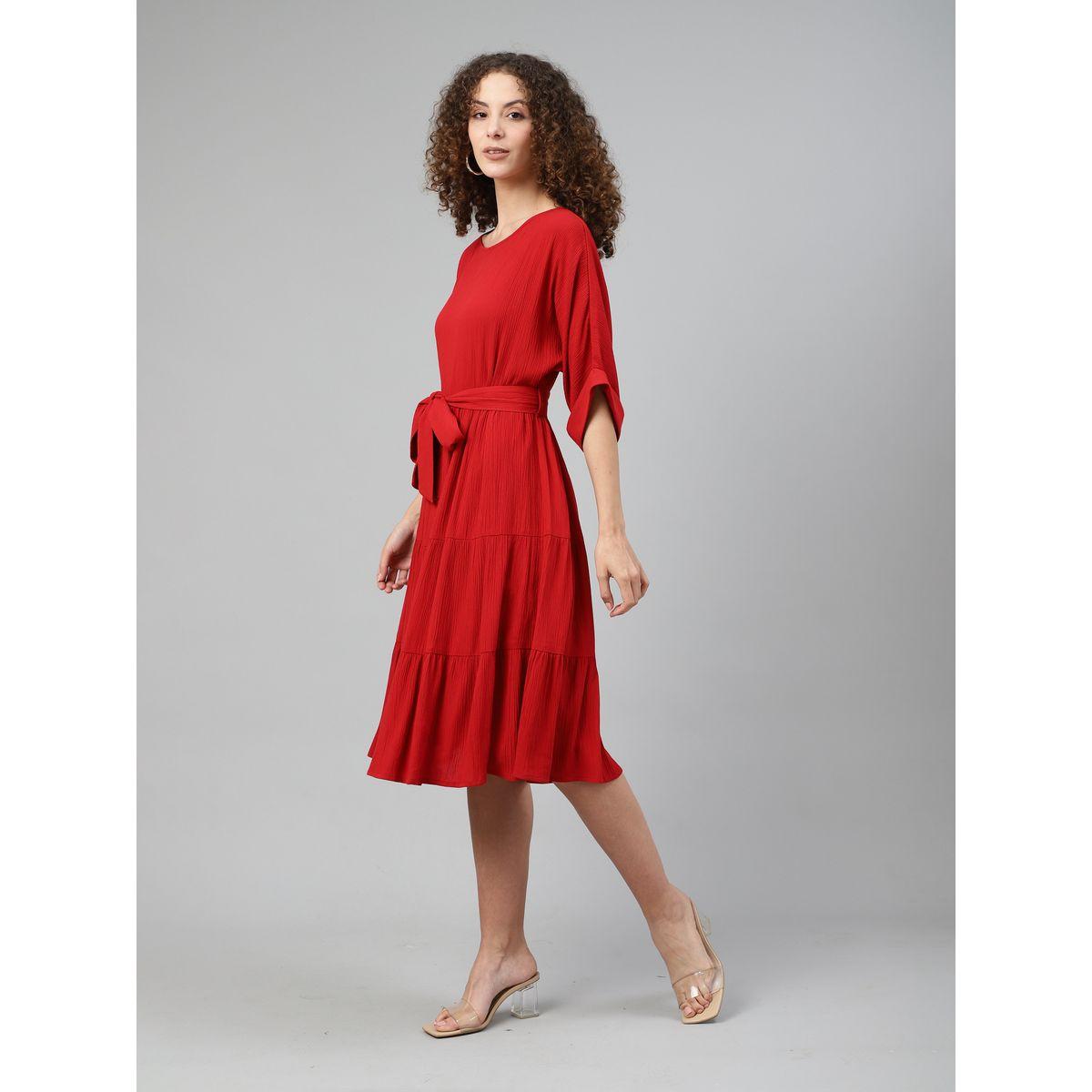 Femella X Styli Cotton Tiered Midi Dress with Tie Belt-women-clothing-dresses-image-3