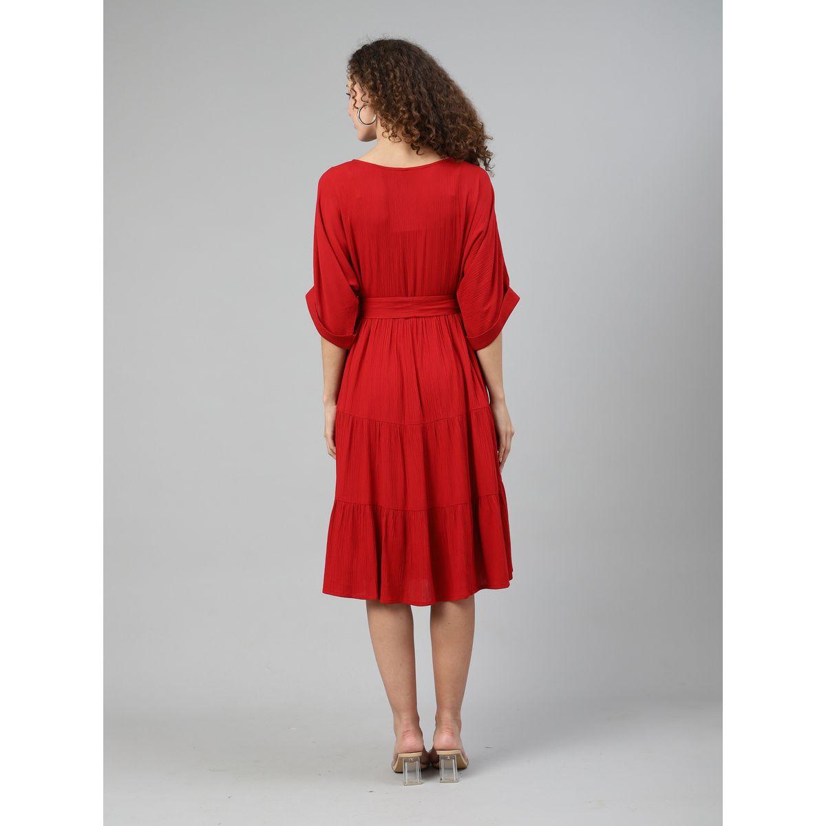 Femella X Styli Cotton Tiered Midi Dress with Tie Belt-women-clothing-dresses-image-4